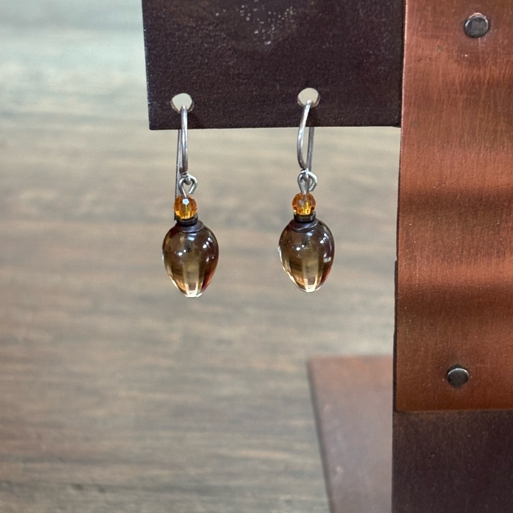 Elegant Brown Topaz and faceted Citrine Earrings